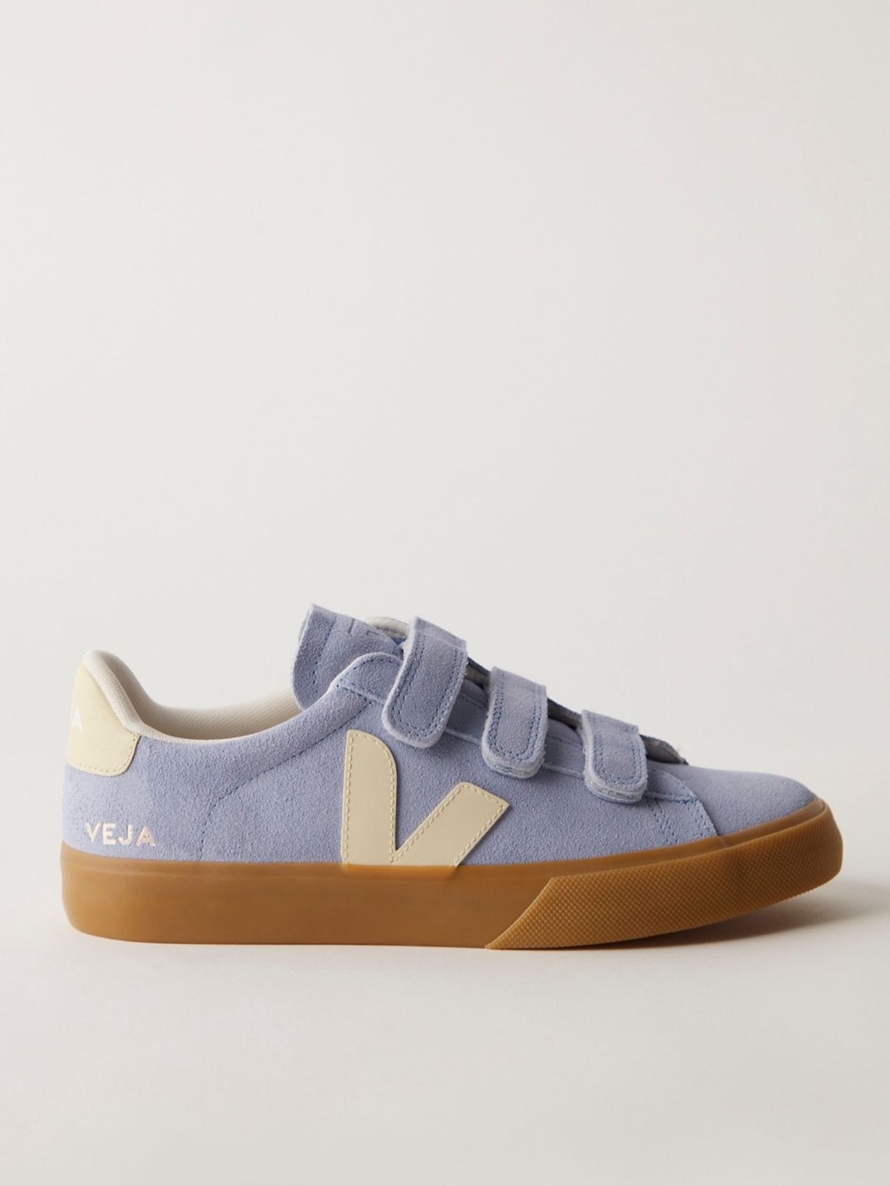 Veja Light Blue and Cream Velcro Suede Sneaker